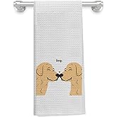 Knibeo Golden Retriever Valentines Kitchen Towels 16x24, Valentines Day Gifts for Her Girlfriend Wife, Couple Gifts, Valentines Dish Towels Hand Towels, Valentines Day Kitchen Bathroom Decor