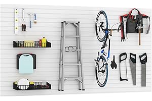 BBTEQEKN Slatwall Panel Wall Storage Systems, 4x8 ft Garage Tool Organizer Wall Mount Garage Slat Wall Storage Systems, Slat Board PVC Wall Panels Garage Storage Organization Product