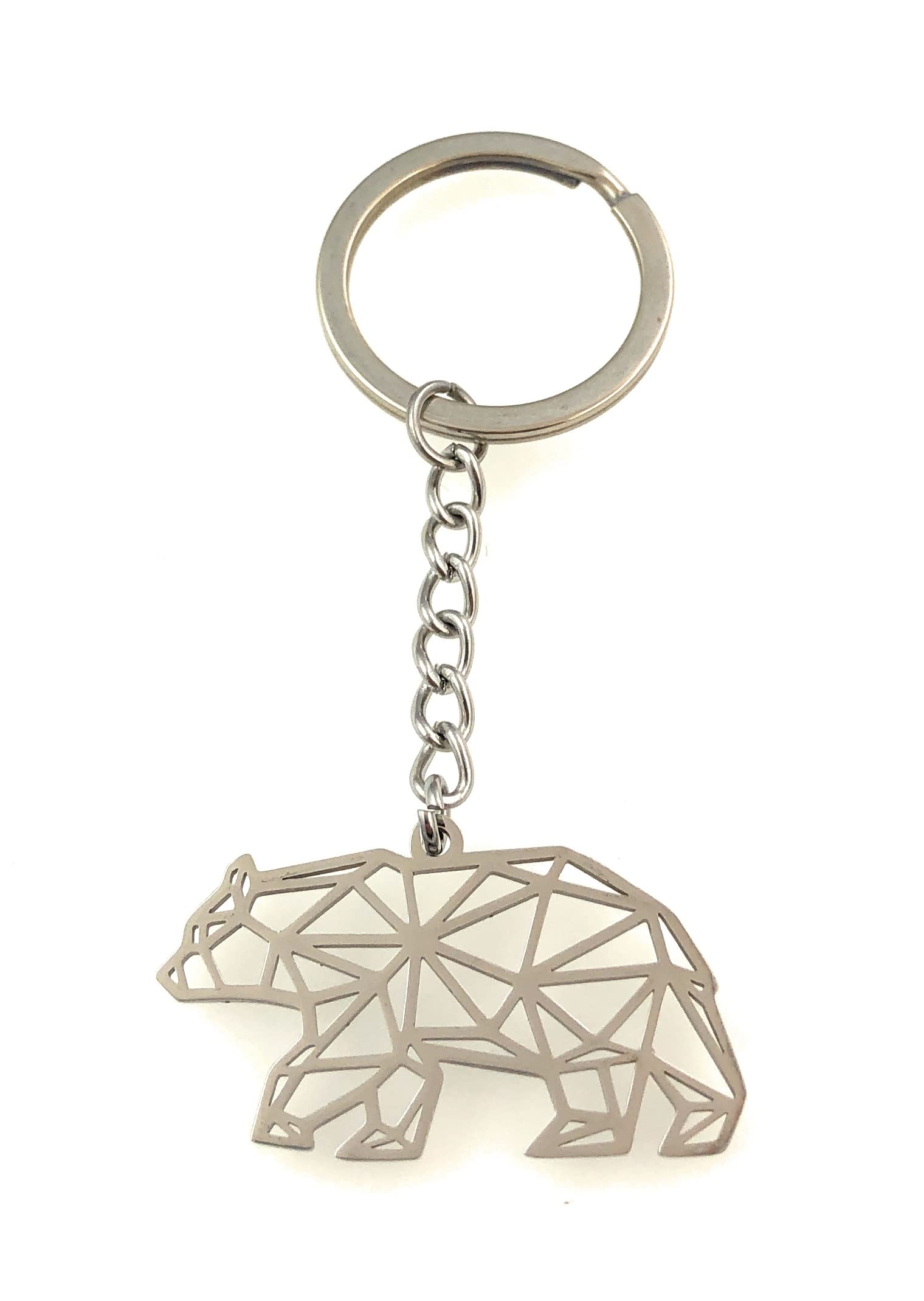 FizzyButton Gifts Polar Bear Keyring Key Ring with Origami Style Stainless Steel Charm
