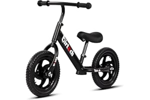 Birtech Balance Bike for 2,3,4,5 Year Old Kids, 12 Inch Toddler Balance Bike Kids Indoor Outdoor Toys, No Pedal Training Bicycle with Adjustable Seat Height, Airless Tire, Black
