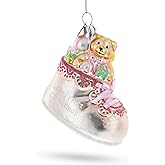 Teddy Bear Baby's First Glass Christmas Ornament