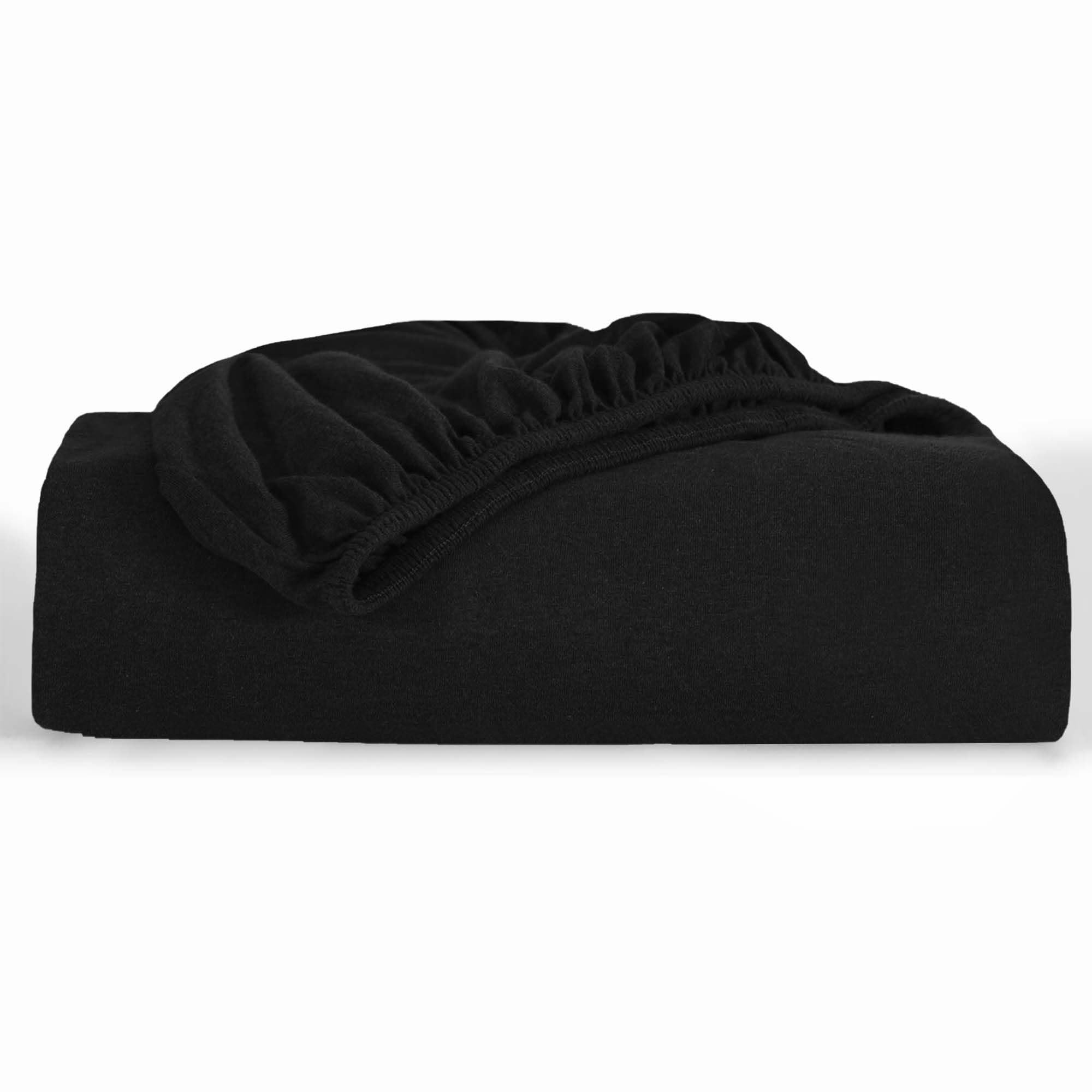 Oxford Homeware King Size Fitted Sheets – 30 Cm Deep Pocket Jersey Fitted Sheet Black, 100% Organic Cotton Soft Breathable Easy Care Bed Sheets – Shrinkage and Fade Resistance (152x200)