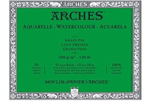 Arches Watercolor Paper Block, Cold Press, 12" x 16", 140 Pound