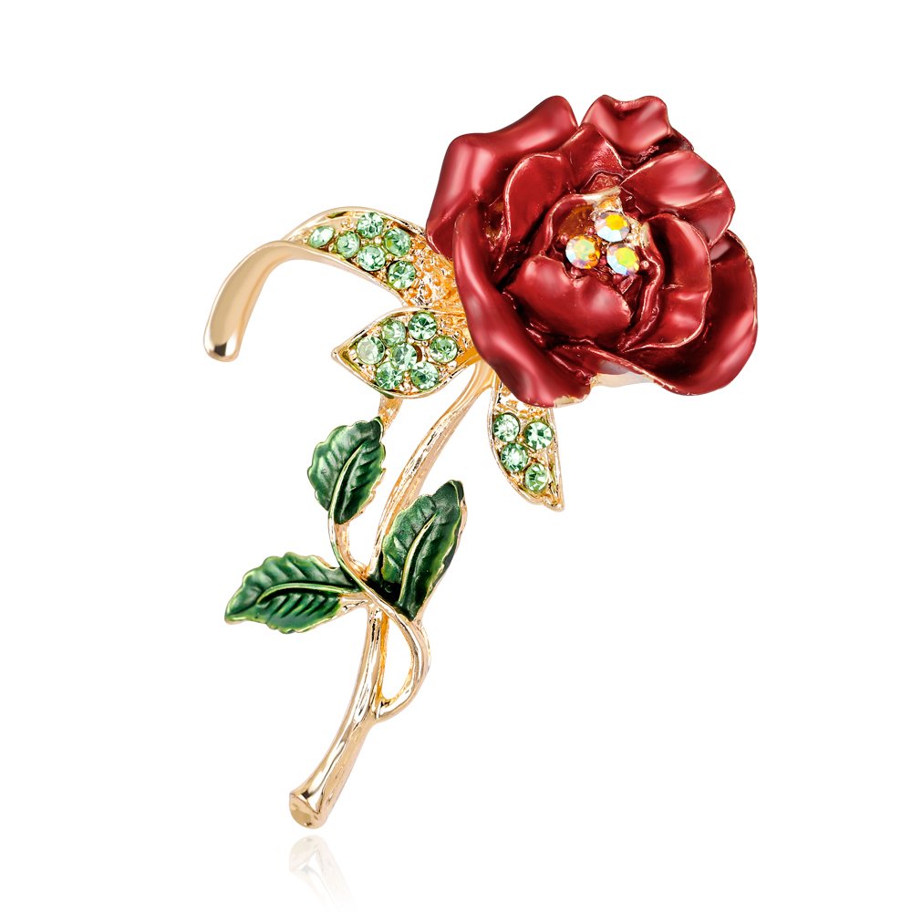 COLLECT COLLECT Women's Brooch, Alloy Brooch, Flower Brooch for Women Girls, Colourful Brooches Red Rose