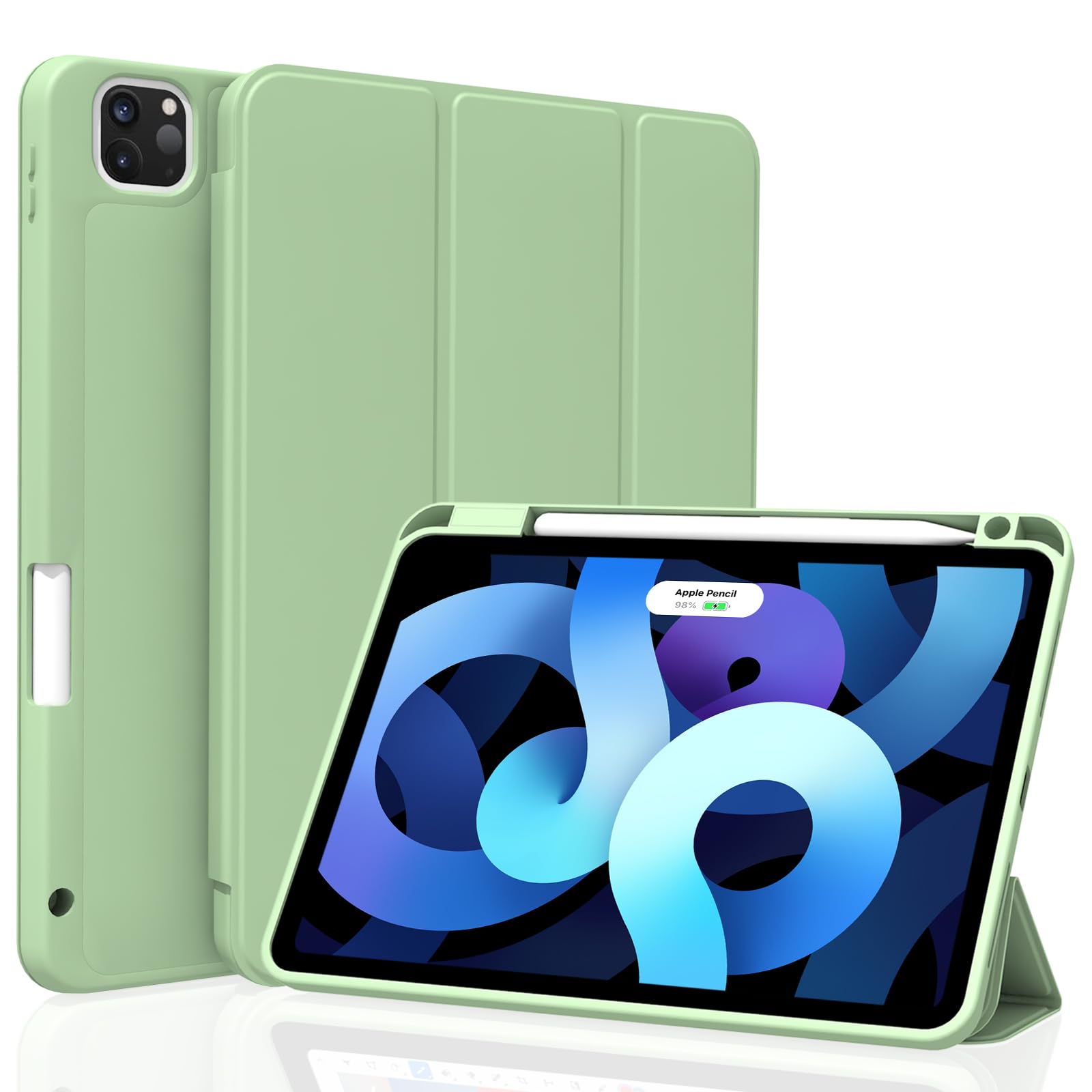 Photo 1 of Divufus Case for iPad Pro 11 inch 4th/3rd/2nd Generation, Lightweight Slim Auto Sleep/Wake Smart Cover Soft TPU Back Case with Pencil Holder for iPad Pro 11" 2022/2021/2020, Matcha Green