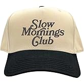 DSY Lifestyle Slow Mornings Club Two Tone 5 Panel Embroidered Baseball Hat (US, Alpha, One Size, Natural/Black)