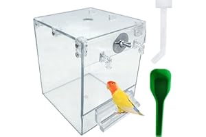 kathson Acrylic Bird Cage Bath Box,Parrot Hanging Tube Shower Box Birds Bathtub Cage Accessory with Water Injector Feeding Spoon for Small Pet Canary Lovebird Budgies Parakeets Cockatiel Conure(3 Pcs)