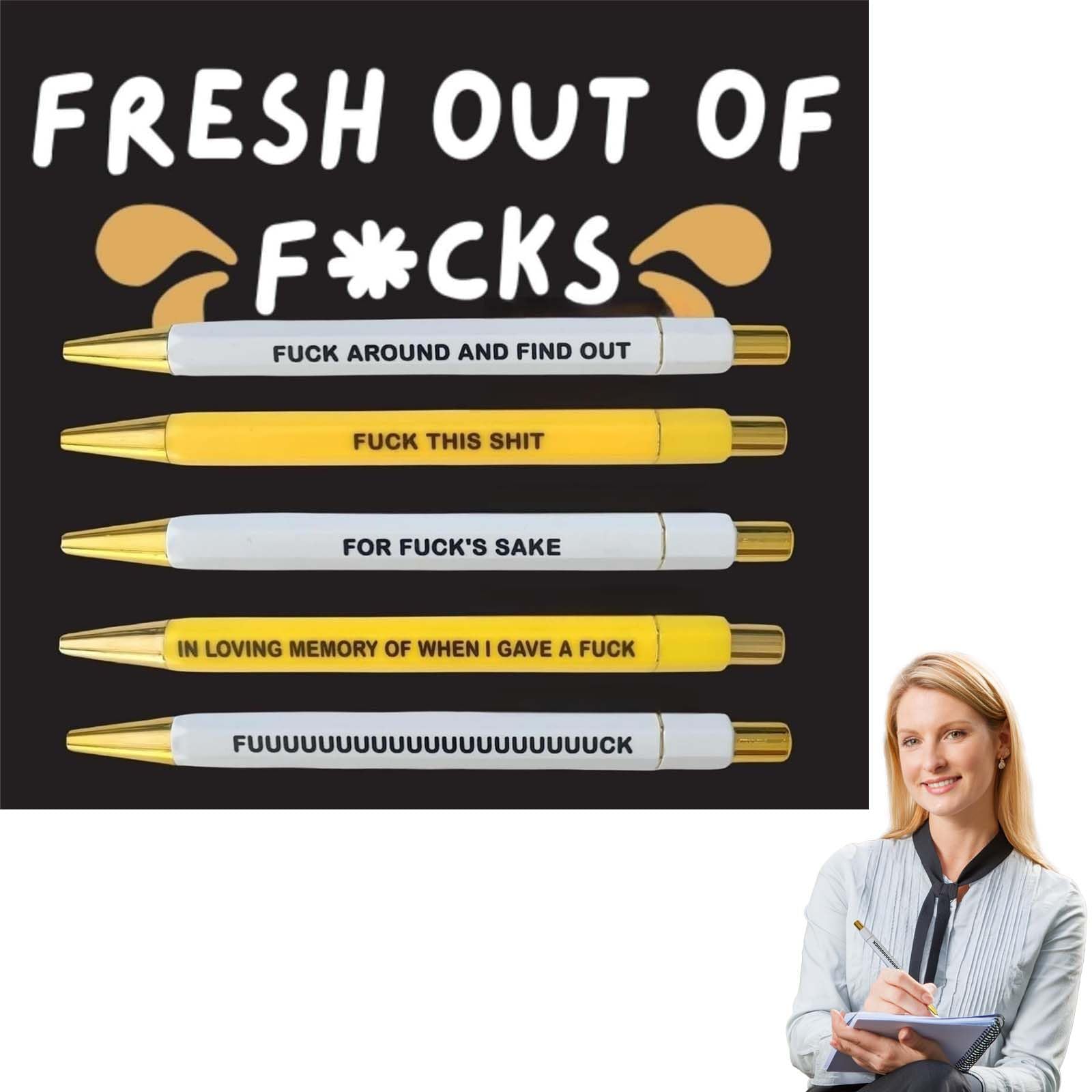 CarPlusStudio Ballpoint-Retractable-Colleagues Rude Pen Set Funny Pens For women - Funny Pens for Work Colleagues 5PCS Swear Word Black Ink Ballpoint Pens