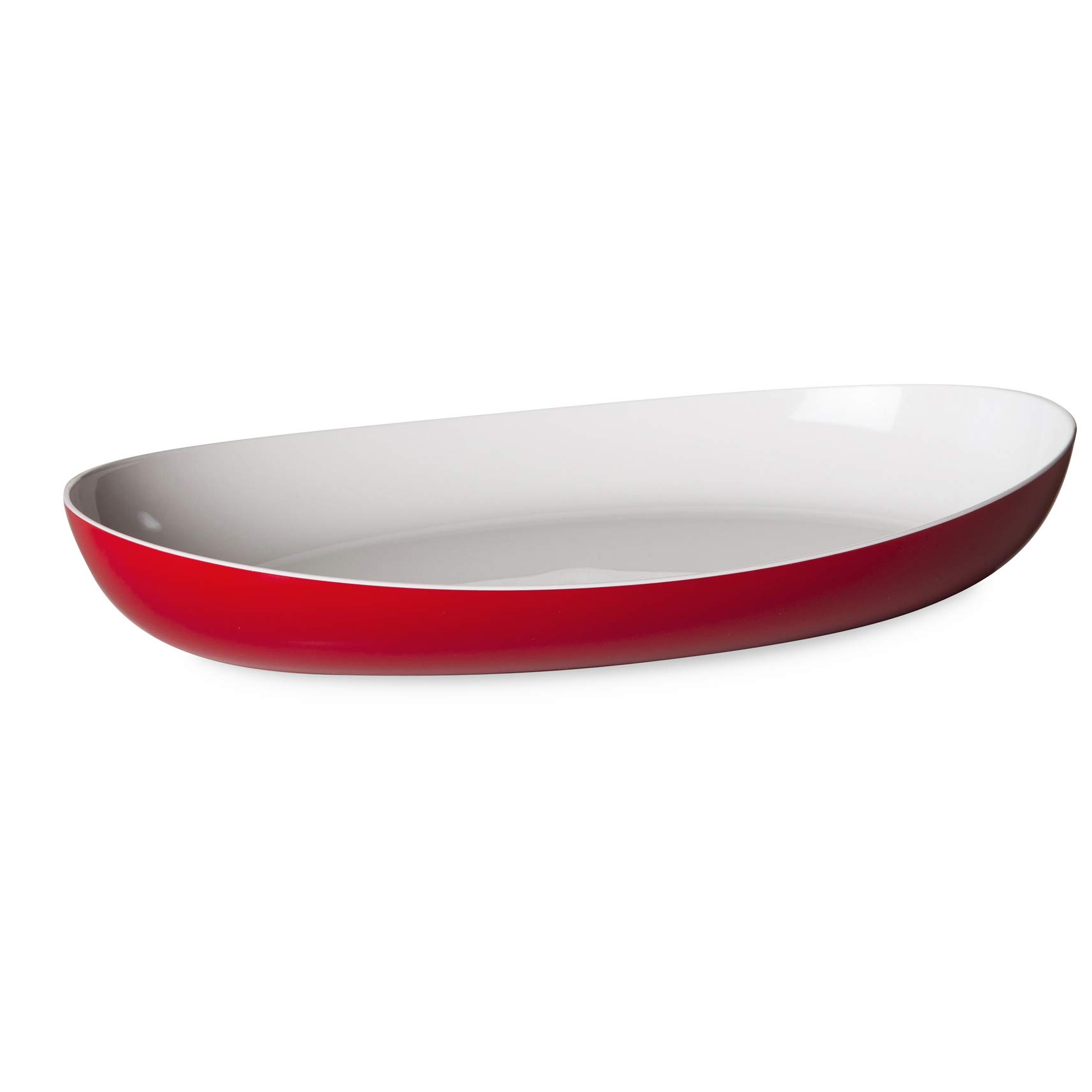 omada Design Serving Plate or Tray 14,96 x 9,06 inch with White Inside and Outside Colored, Line Trendy, Red