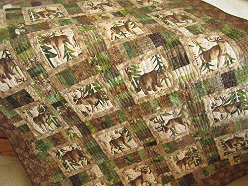 Handmade Patchwork Quilt, Mountain Quilt, Lap Quilt, Cotton,