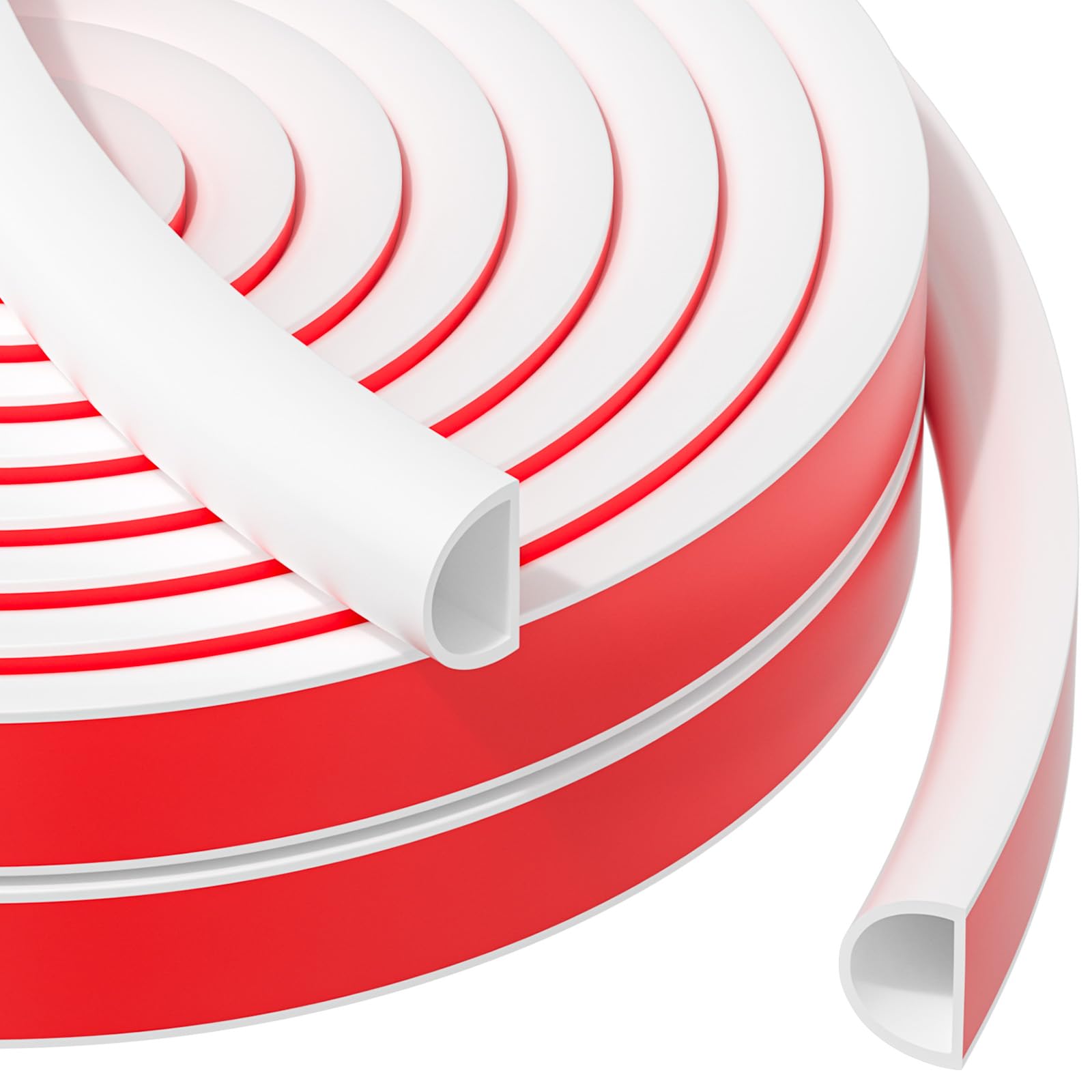 Photo 1 of 23FT Weather Stripping, Self Adhesive Door Weather Stripping, Silicone Door Seal Strip for Frame& Window (White, 3/8"(W)×1/4"?T) ×23ft(L)