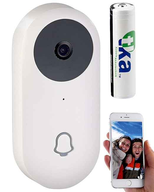Somikon Tuersprechanlage: WLAN-HD-Video-Türklingel mit App, Gegensprechen, inkl. Akku (Klingel mit Videoübertragung)