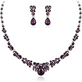 EVER FAITH Rhinestone Crystal Elegant Bridal Floral Teardrop Necklace Earrings Set
