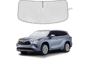 AUYNEAS Windshield Sun Shade for Toyota Highlander 2020-2024 Double Layer 240T Front Window Shade Custom Fit Sun Visor Foldable Shade Blocks UV Rays Summer Must Have Car Accessories (Highlander 2020-2024)