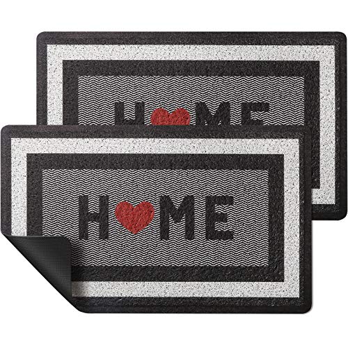HappyTrends 2 Pack Door Mat Outdoor Indoor Floor mat,30"x17",Non Slip Absorbent Doormats Front Back Entryway Welcome Mat Rugs for Inside Outside Entrance,Patio,Garage,High Traffic Areas,Grey
