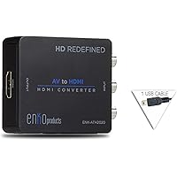 enKo Products Mini Composite RCA CVBS AV to HDMI Converter (Input: AV; Output: HDMI) for VCR DVD 720P 1080P