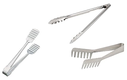 Dynore Stainless Steel Tong Set, Set of 3, Silver