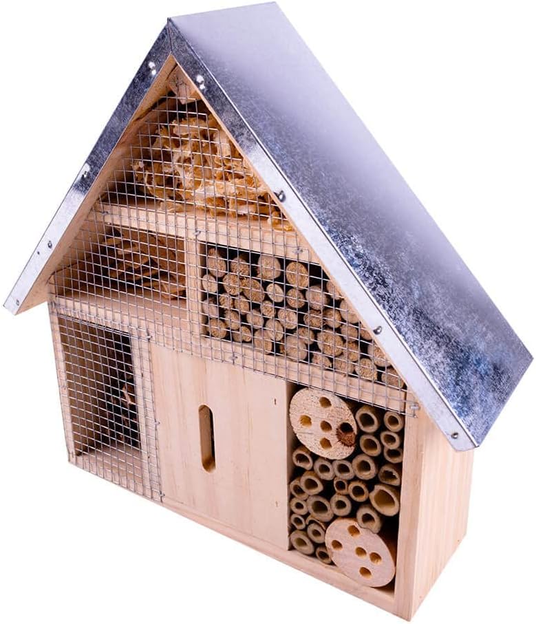 AllPetSolutions Wooden Insect Hotel with Metal Roof - 29.5x9x28cm