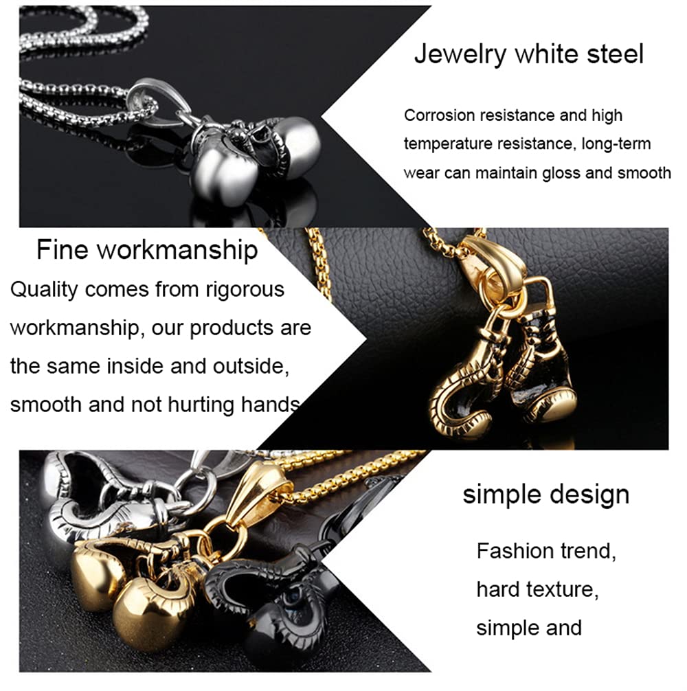 LXSSLY Boxing Gloves Necklace,Punk Stainless Steel Pendant,Titanium Steel Gothic Necklace for Men,Gothic Jewelry for Boys