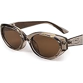 FURTALK Oval Cat Eye Sunglasses, Vintage 90s Style Frame, Polarized Lens, UV Protection (Brown)