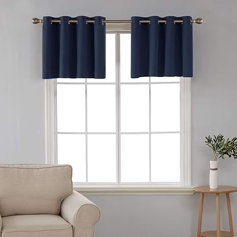 Deconovo Solid Blue Valances Curtains Bedroom Window Treatments