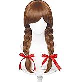 Probeauty Long Brown Braided Wig for Women Halloween Costume Cosplay Wigs with Bangs + Wig Cap