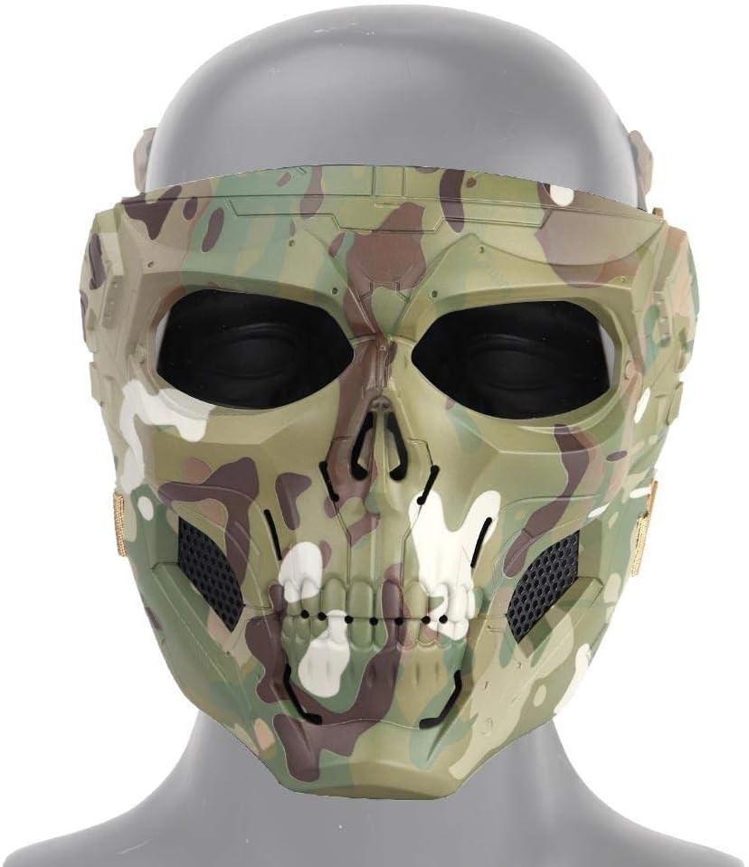 Auoker Airsoft Skull Masks Full Face Adult Deluxe Mask Eye Protection For Halloween Bb Paintball Gun Patriots Cs Game Cosplay Party Halloween Cosplay Zombie Scary Skeleton Masks Amazon Co Uk Sports Outdoors