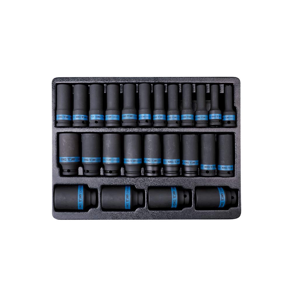 KING TONY 9-4435MP Impact Socket Set for Trolley, 1/2 Inch Drive, 6 Point, 25 Pieces
