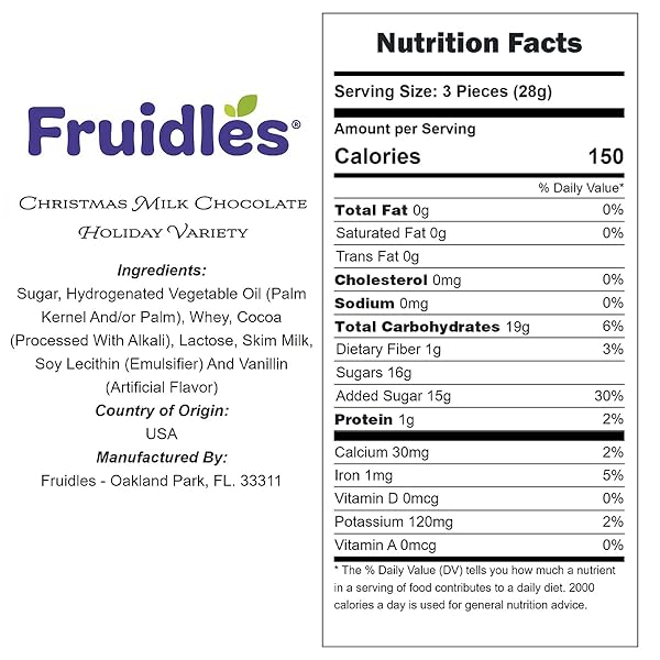 FRUIDLES CHRISTMAS MILK CHOCOLATE HOLIDAY VARIETY PACK PARTY BAG FILLERS, INDIVIDUALLY WRAPPED FOILS, KOSHER (HALF-POUND)