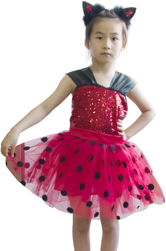 Ladybug Costumes Girls' Cosplay Jumpsuit with Yoyo,Mask and Gloves 4pcs