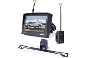 Wireless Backup Camera System with 4.3 inch Split Screen, IP69K Waterproof Wireless Rear View Camera with Night Vision, Suppo