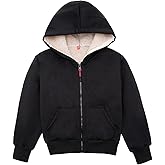 ThCreasa Kids Sherpa Fleece Lined Hoodie Jacket,Zip-Up Hooded Plaid Sweatshirt Jackets