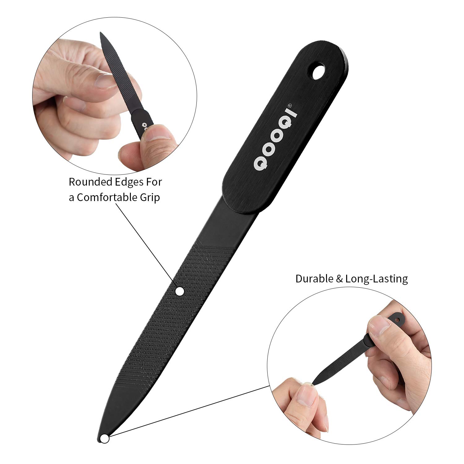 Nail Clippers Set, Sharp Black Stainless Steel Fingernail & Toenail Cutter with Nail File by QOOQI : Beauty