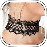JAKAWIN Black Choker Necklace White Lace Chokers for Women
