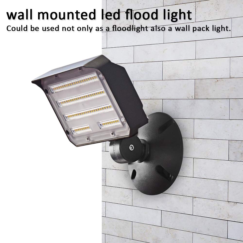 SZGMJIA 60W LED Flood Light with Knuckle, Outdoor Security Fixture Dusk-to-Dawn Photocell 5000K 7,800lm(300W Equivalent) 100-277V IP65 Waterproof with Base for Wall Mount for Entrance Garden Yard