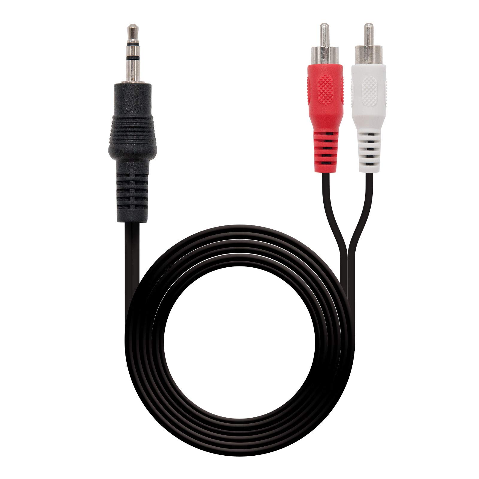 Nanocable 10.24.0310-2 RCA Stereo Audio Cable, Jack 3.5/M-2xRCA/M, Male-Male, Black, 10.0 mts