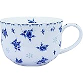 Yaparhill 25oz Large Bone China Soup Mugs with Handles - Traditional Large Coffee Cup for Coffee, Cereal, Latte, Soups