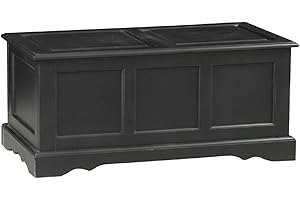 Carolina Chair & Table Camden Hardwood Blanket Chest with Safety Hinge Lid – Antique Black Finish, Solid Wood Frame, 39" Wide Storage Trunk for Bedroom, Living Room, or Entryway
