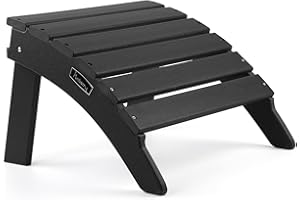 FUNBERRY Folding Adirondack Ottoman, HDPE All Weather Outdoor Foot Rest, Easy Storage Patio Footstool, Ottomans and Footstools for Outside