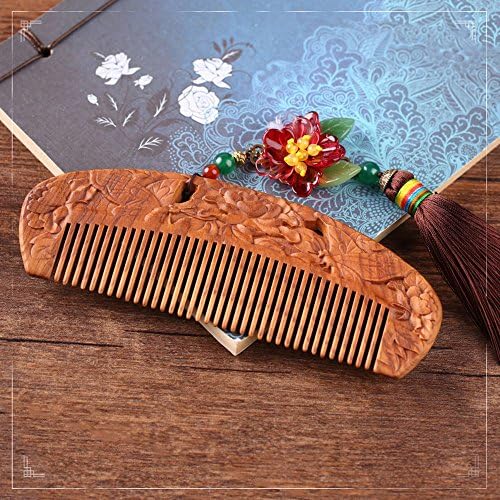 Usforest Natural Handmade Peach wood Wide Tooth Hair Combs Natural Peachwood Scent for Beautiful Hairs NO-Tangled and ANTI-Static