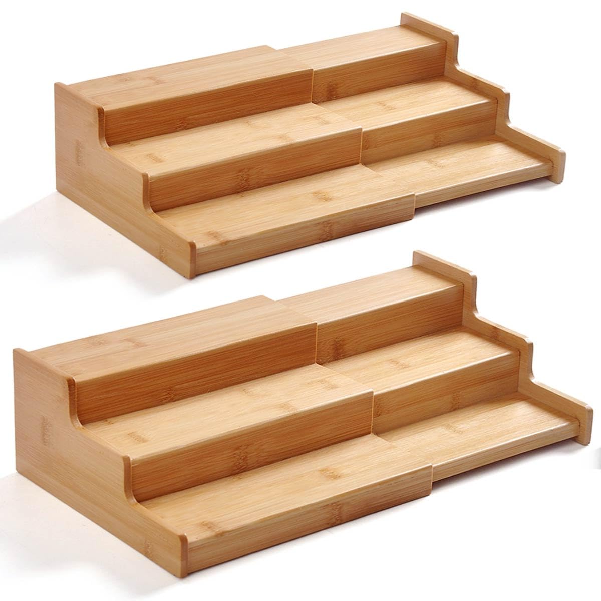 Photo 1 of JinDoWin 2 Pack Bamboo Spice Organization for Cabinet, Cabinet Spice Organizer, 3-Tier Spice Rack Organizer for Cabinet, Kitchen Seasoning Organizer & Seasoning Rack