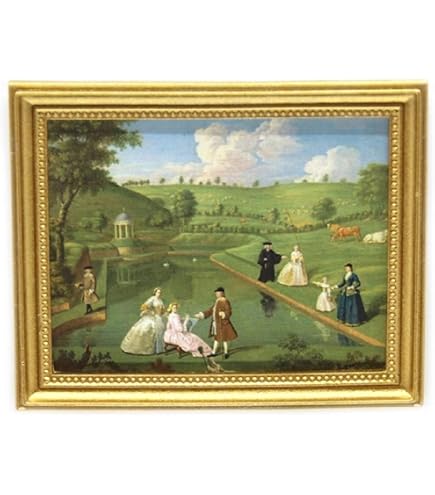 Dolls House Mona Lisa Wall Clock Round Gold Frame Miniature 1:12 Accessory - UK