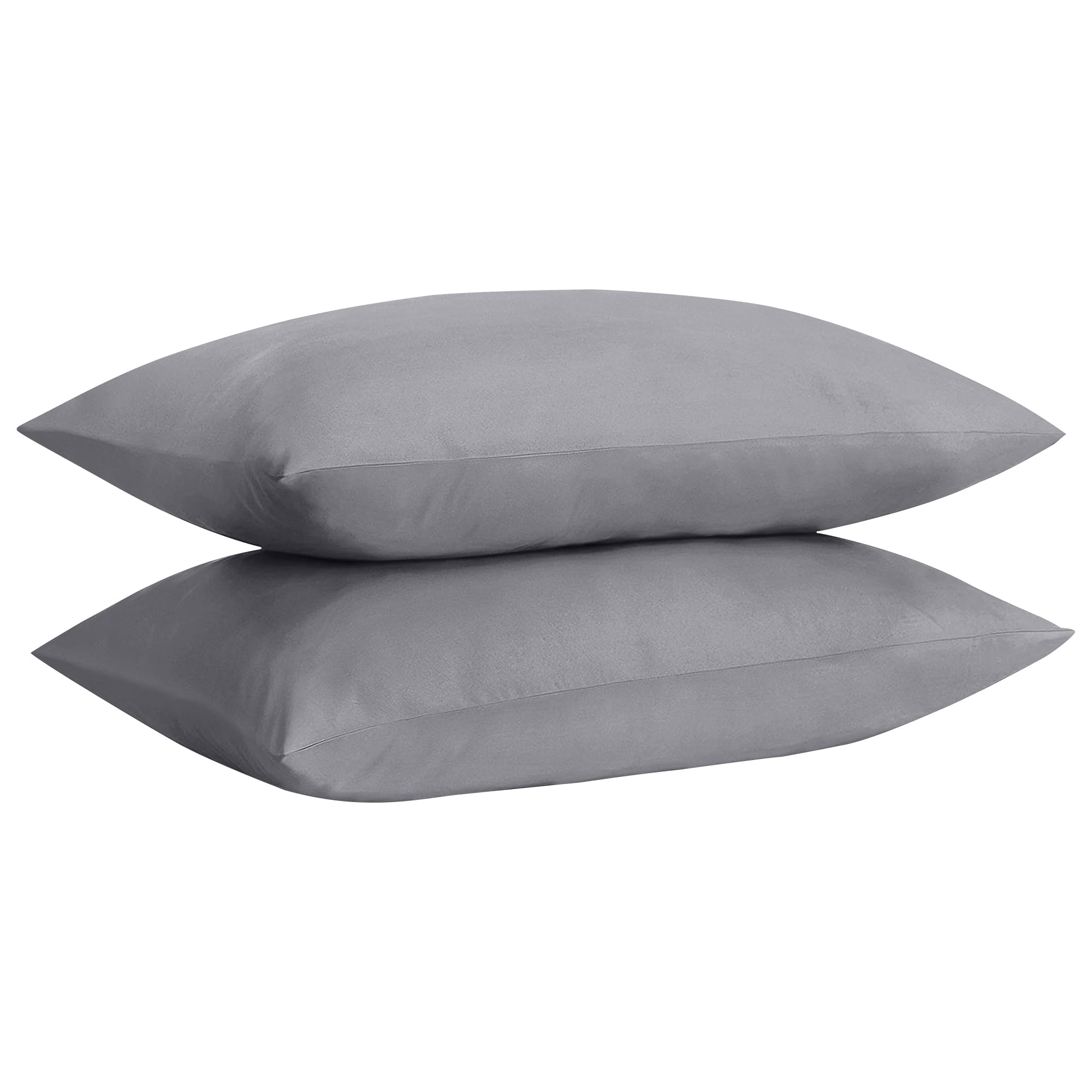HOME ACE Non Iron Percale Standard Pillowcases 2 Pack Grey, 180 Thread Count 100% Poly Cotton Housewife Pillow Cases 50 x 75CM