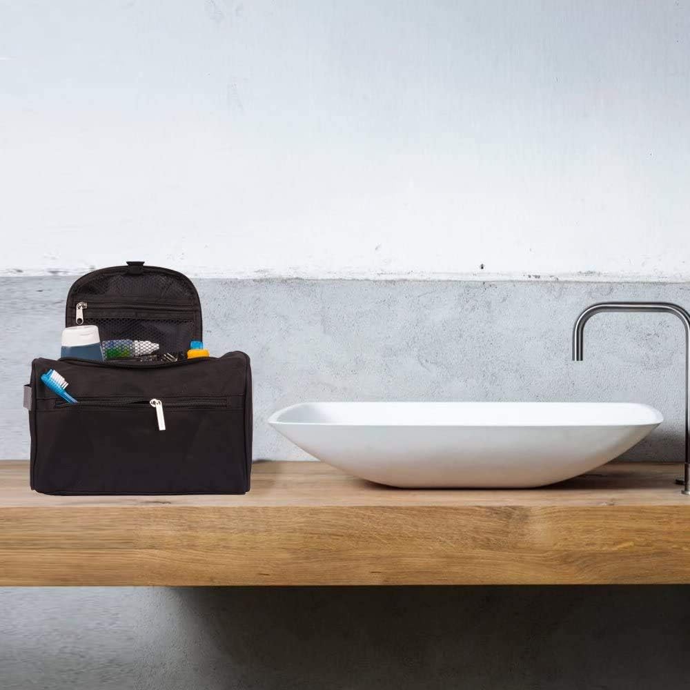 Hanging Travel Toiletry Bag Overnight Wash Gym Shaving Bag for Men and Women Ladies Wash Bag, Black, 9.8 x 5.5 x 5.1 inch - Image 4