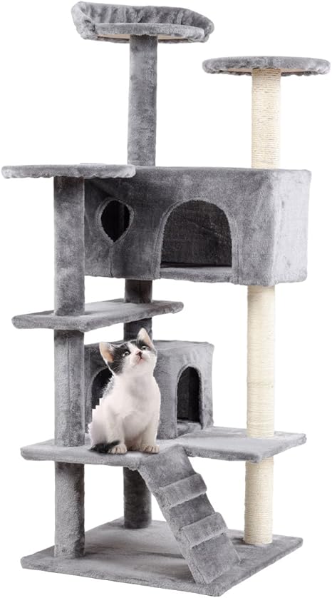Costway Arbre A Chat Centre D Activite A Chat Geant Griffoir A Chat Niche Colonne Renforcee 50 X 50 X 130 Cm Gris Amazon Fr Animalerie