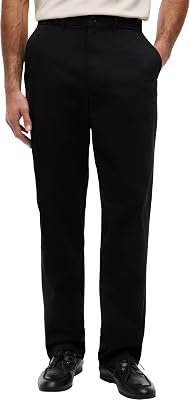 Uomo Pantaloni Chino Dover Essential Twill Relaxed Fit, Nero (Black), 29W/36L