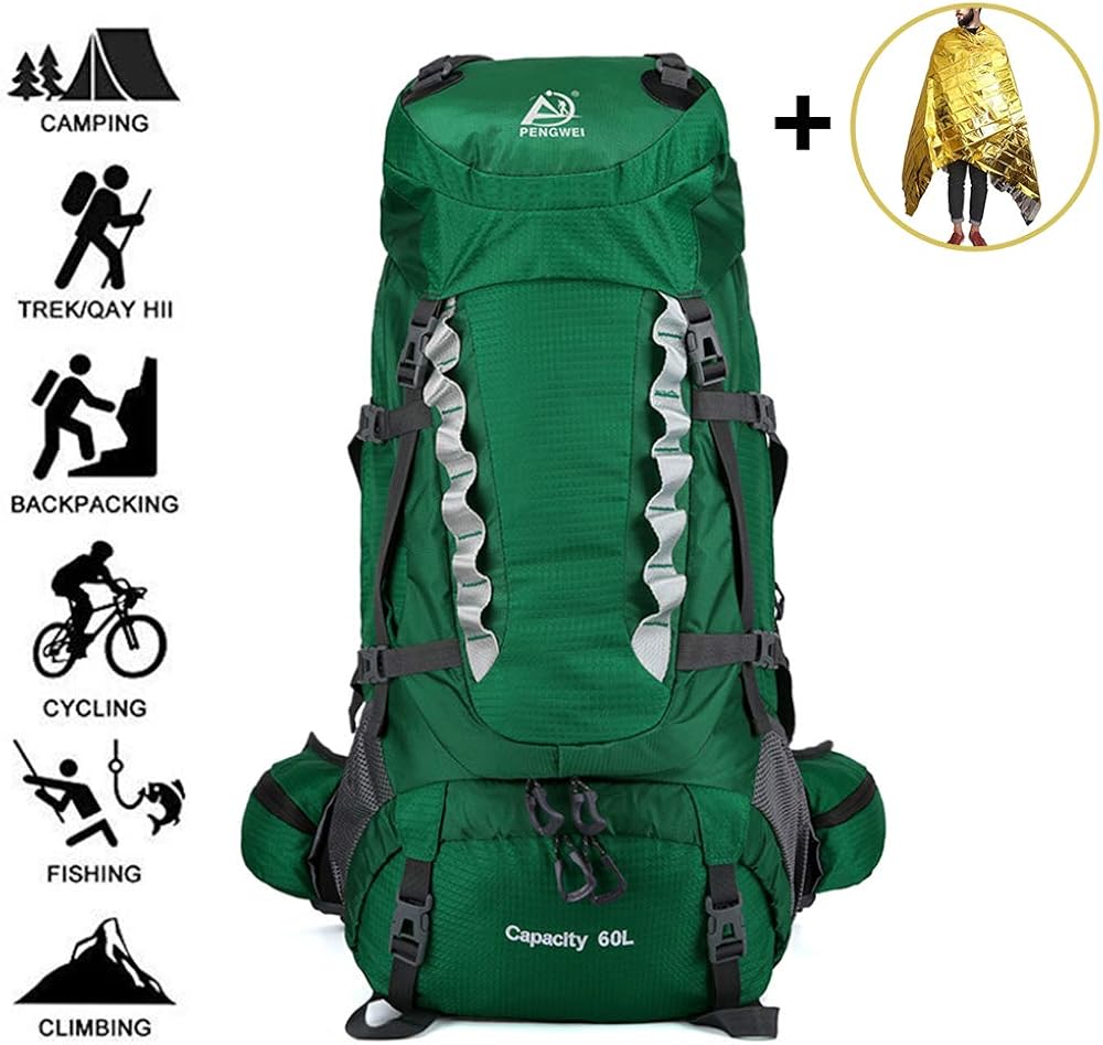 Treer 60L Ultra Lightweight Hiking Offroad Backpack, Foldable Multi
