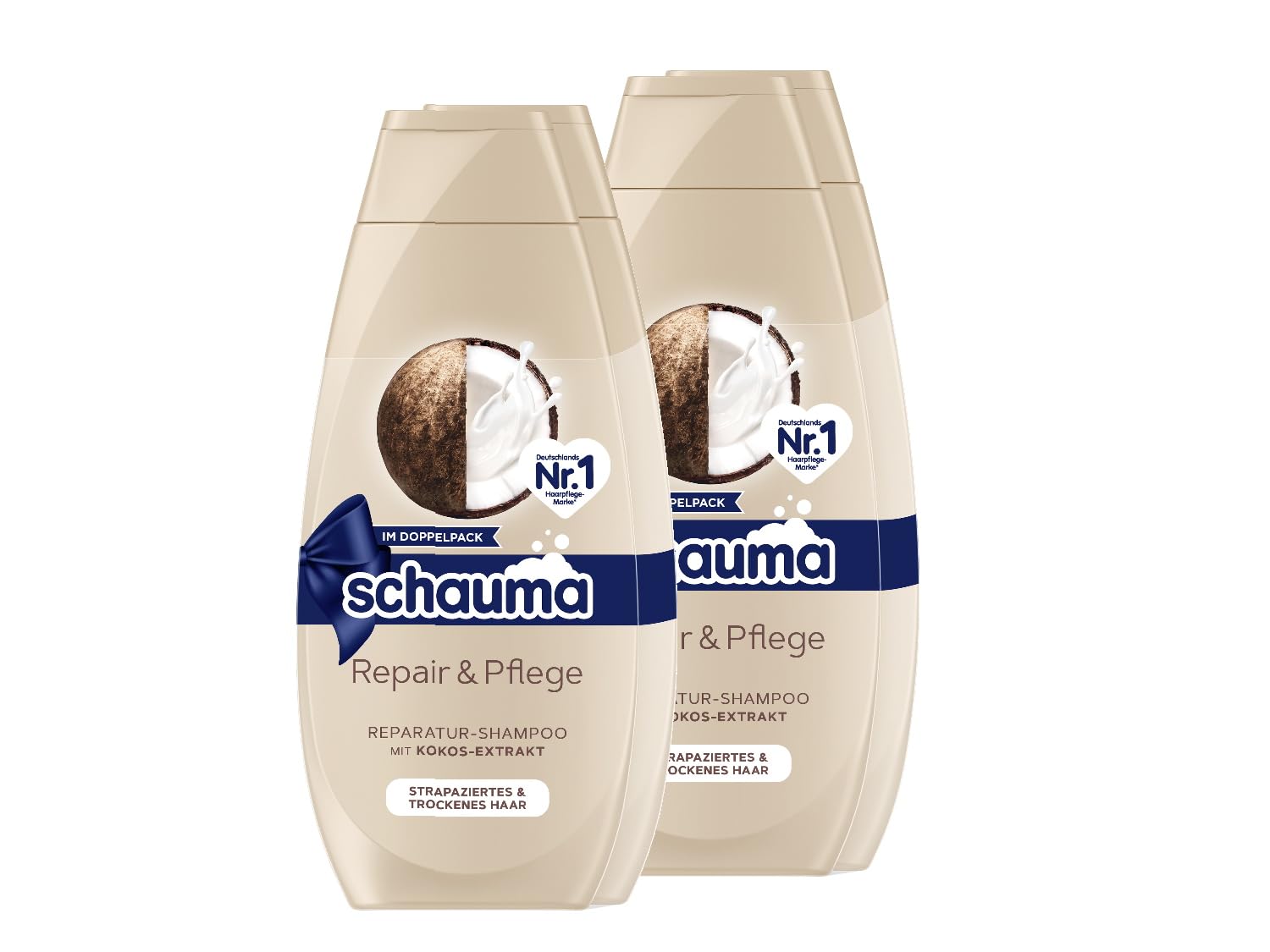 Schauma Shampoo Repair & Care, Pack of 2 (2 x 2 x 400 ml), Hair Shampoo Repairs Hair and Provides Softness, Repair Shampoo for Damaged & Dry Hair