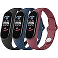 AK Silicone Wristbands - Soft Bands 3 Pack for Xiaomi Mi Band 5, Mi Band 6, Amazfit Band 5 & Band 6 - Sports Strap for Women & Men