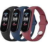 AK Silicone Wristbands - Soft Bands 3 Pack for Xiaomi Mi Band 5, Mi Band 6, Amazfit Band 5 &amp; Band 6 - Sports Strap for Women &amp; Men